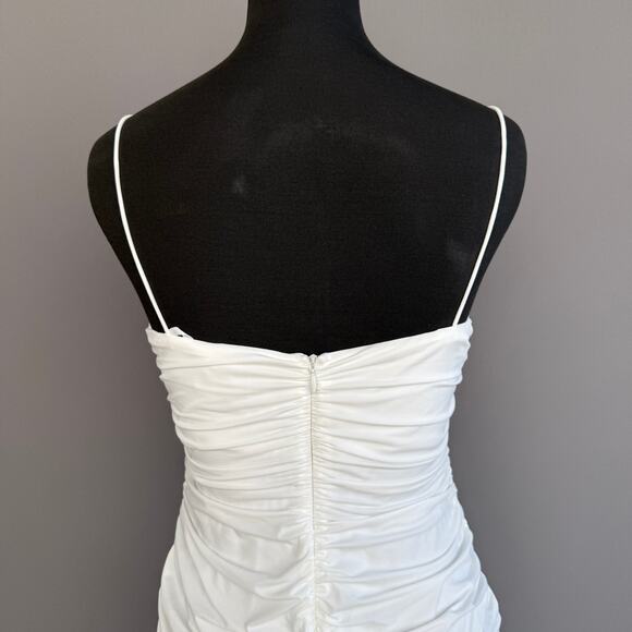 Bumpsuit white maternity maxi dress - spaghetti strap - nylon spandex - size L - Picture 4 of 14